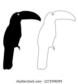 Parrot silhouette, outline vector set