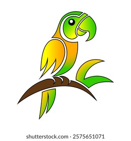 Parrot silhouette. Paper parrot. Colored parrot. Parrot logo