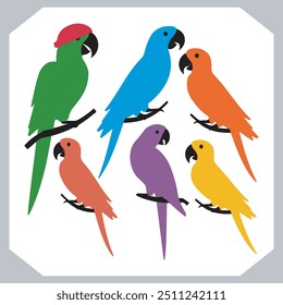 Parrot silhouette vector art illustration, bird parrot logo tropical bird logo icon