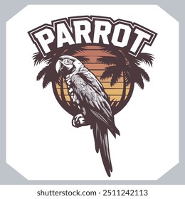 Parrot silhouette vector art illustration, bird parrot logo tropical bird logo icon