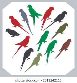 Parrot silhouette vector art illustration, bird parrot logo tropical bird logo icon