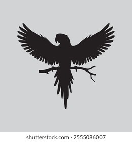 Parrot silhouette vector illustration on white background
