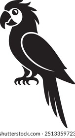 Parrot Silhouette Vector with Smooth, Well-Defined Features on White Background