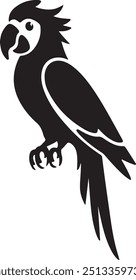 Parrot Silhouette Vector with Smooth, Well-Defined Features on White Background