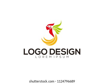 Parrot simply logo concept with colorful preview