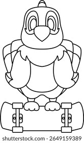 Parrot Skater Skateboard Animal Vector Graphic Art Illustration