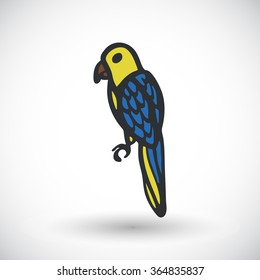 Parrot sketch. Hand drawn cartoon animal icon. Doodle drawing. Vector illustration