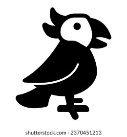 Parrot solid icon, domestic animals concept, macaw bird sign on white background, tropical parrot icon in glyph style for mobile concept and web design. Vector graphics