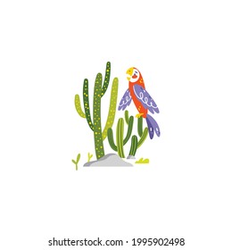 Parrot Sticker Icon Isolated On White Background