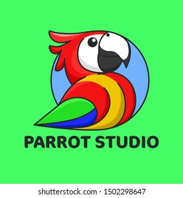 Parrot Studio Illustration good for Studio Logo or branding. Vector Illustration