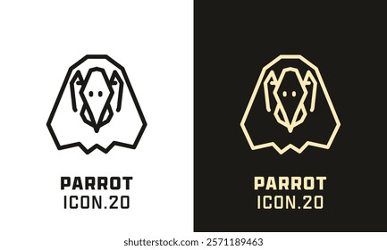 Parrot stylized head geometric line icon