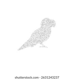 The parrot symbol filled with black dots. Pointillism style. Vector illustration on white background