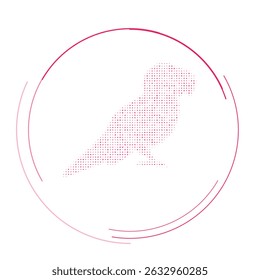 The parrot symbol filled with pink dots. Pointillism style. Vector illustration on white background