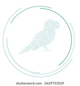 The parrot symbol filled with teal dots. Pointillism style. Vector illustration on white background