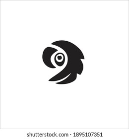 Symbol-Logo von Papagei. Vektorgrafik.