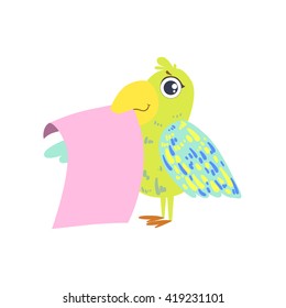 Loro Con Plantilla Para El Mensaje Cute Childish Colorful Flat Vector Ilustración Sobre Fondo Blanco
