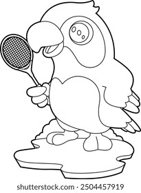 Parrot Tennis Tennis racket Animal Vector Graphic Art Illustration