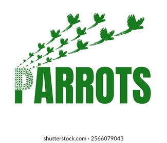 parrot text simple creative bird logo emblem logo black vector green parrots flying typography parrot logo design, small logo bird parrot in circle, bird store, vector template icon symbol birds fonts