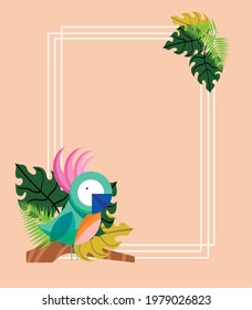 decoración geométrica del marco de árbol de loros