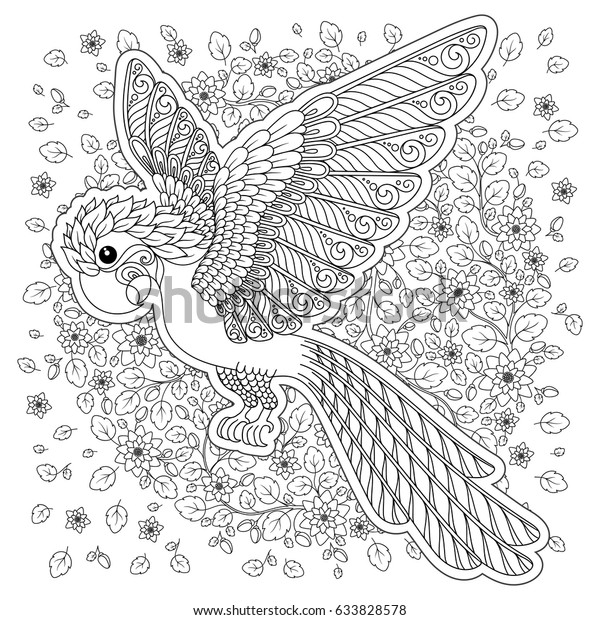 Download Parrot Tropical Bird Vector Illustration Coloring Stock ...