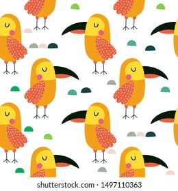  Parrot vector background.Childish design for fabric, wrapping, textile, wallpaper, apparel.