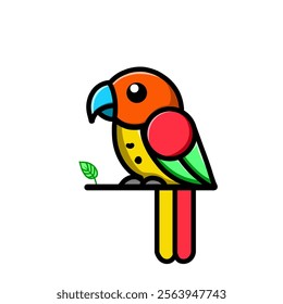 parrot vector design illustration, parrot icon, parrot logo, parrot sticker, animal design, very good as a sticker.