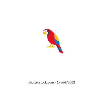 Parrot vector flat icon. Isolated red macaw, parrot emoji illustration 