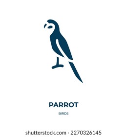 parrot vector icon. parrot, animal, bird filled icons from flat birds concept. Isolated black glyph icon, vector illustration symbol element for web design and mobile apps