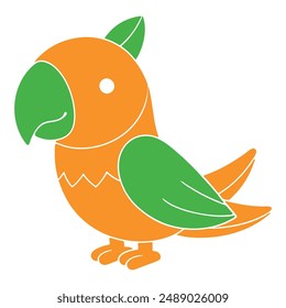 parrot vector illustration. Cute parrot cartoon coloring pages for kids.