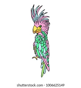 Parrot vector illustration. Doodle style. Design, print, logo, decor, textile, paper.