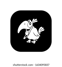 A parrot. Vector illustration in the form of a square black and white icon for websites.