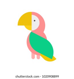 parrot vector illustration isolated on white background.Cute cartoon parrot, bird flat vector style. 