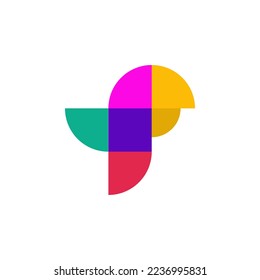 Parrot vector logo design. Colorful abstract creative symbol. Isolated illustration on white background.