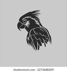 Ilustración simple del vector de loro. Silueta de loro. plantilla de esbozo de silueta de loro