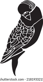 Parrot Vector Stencil, Black and White