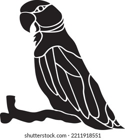 Parrot Vector Stencil, Black and White