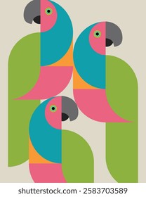 Parrot wall art for poster greeting card, invitation art print painting, vector ilustration.