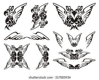 Parrot wings symbols.Black on the white