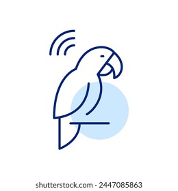 Loro y símbolo de conexión inalámbrica. Seguimiento y seguimiento de aves de compañía. Icono de trazo perfecto y editable