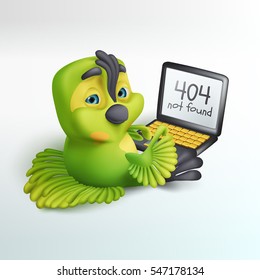 Parrot working at the laptop with error 404