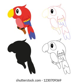 parrot worksheet vector design for kid