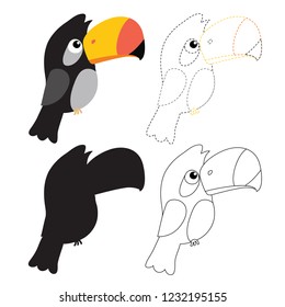 parrot worksheet vector design for kid