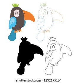 parrot worksheet vector design for kid