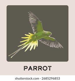 Parrotanimal in flat style. vector design isolated on background
