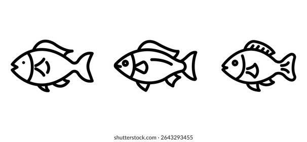 parrot-fish outline or line icon design bundle.