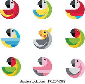 Parrots abstract Flat Logo, icon. Vector Illustration