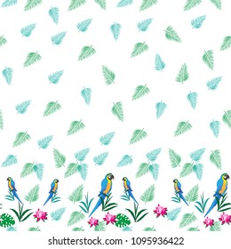 Parrots ara.White background.  Pattern. You can use for fabrics and paper.