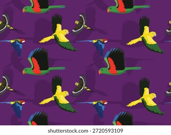 Papageien Budgerigar Rosella nahtloses Muster Hintergrund Tapete