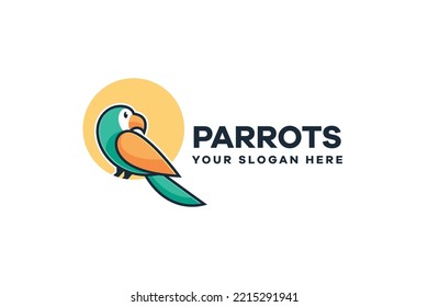 Parrots Illustration Logo Icon Design
