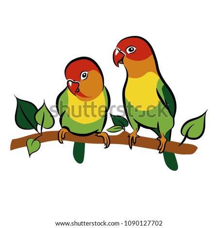 Parrots Lovebirds Isolated Birds On White Background Tropical Bird Vector Illustration Parrots Lovebirds Isolated Birds On White Background Tropical Bird Vector Illustration